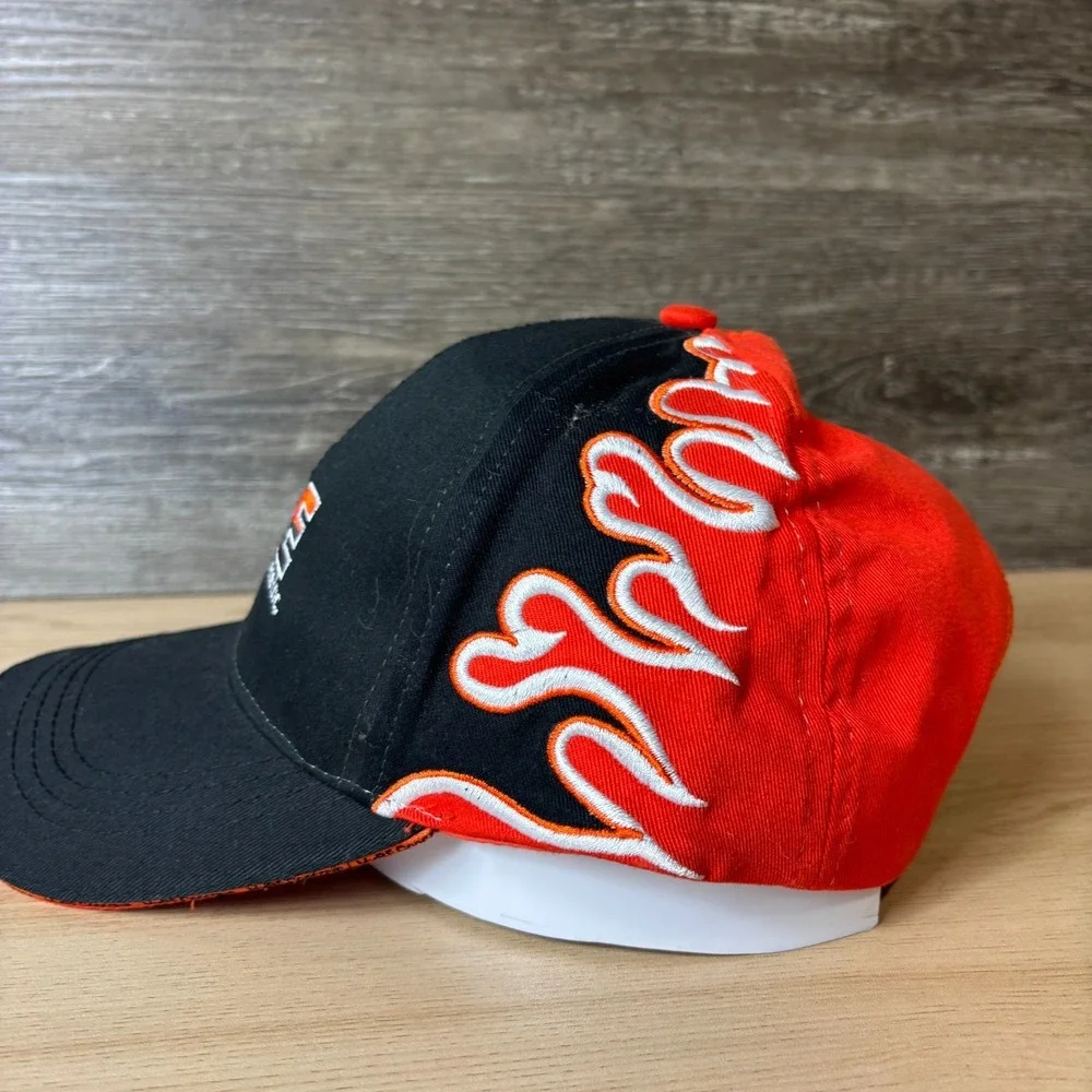 MYRE Concrete Inc Hat Cap Strap Back Black Orange Flames